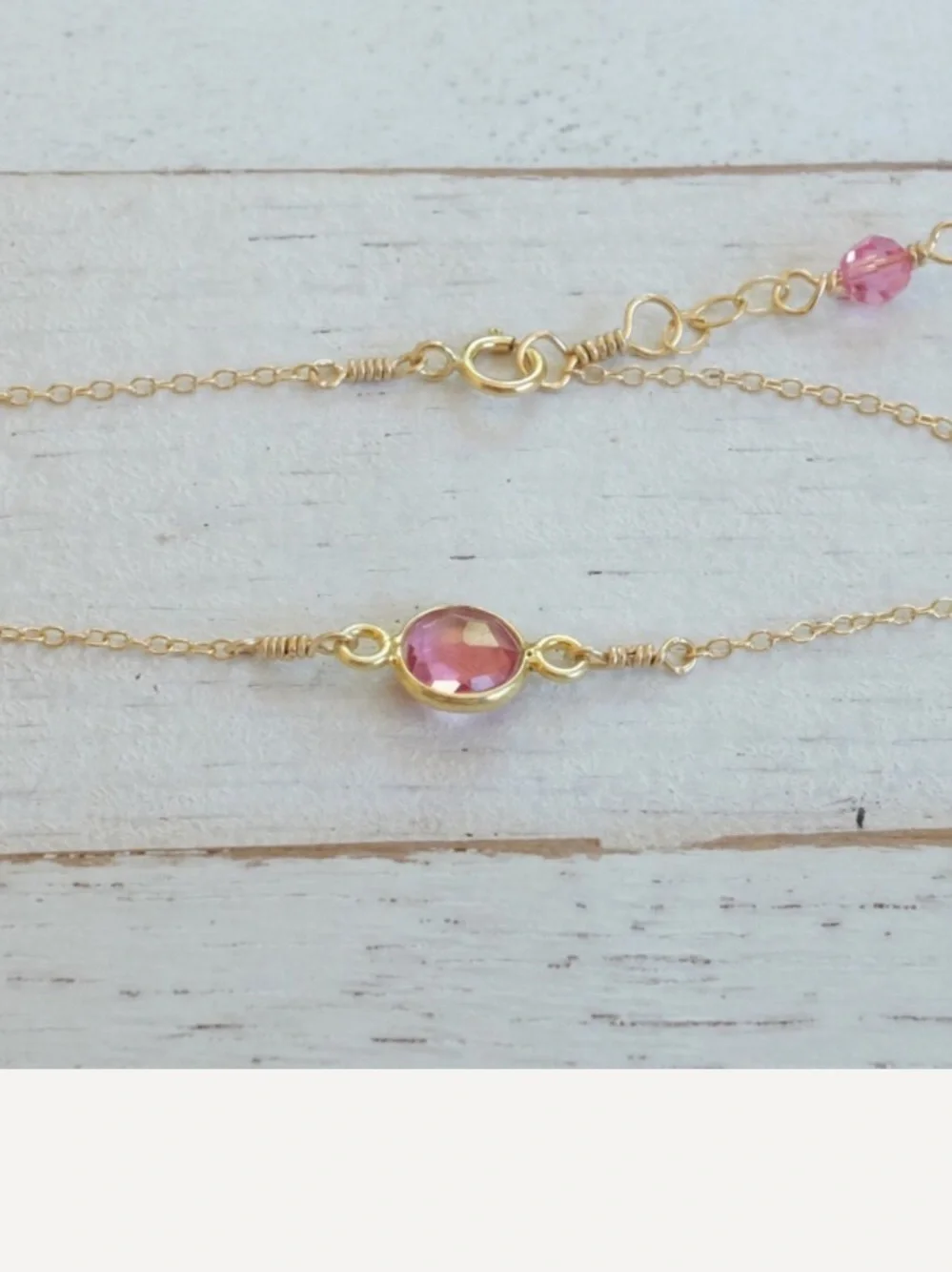 Gold Filled Pink Tourmaline Baby & Child Bracelet – Handmade